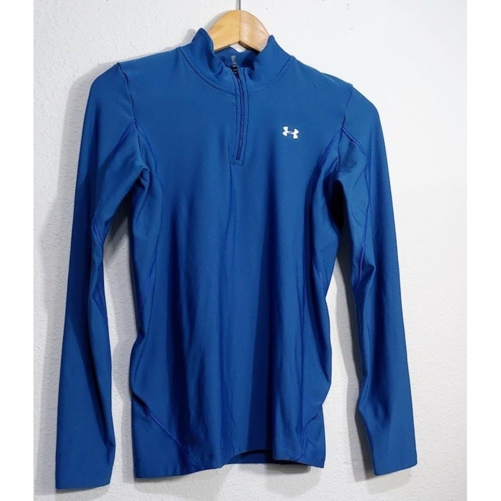 Under Armour Mens Medium Blue ColdGear Half Zip Long Sleeve Athletic Pullover - Picture 3 of 13